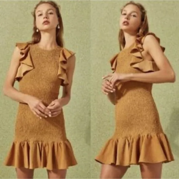C/Meo Collective Expired Sleeveless Smocked Stretch Ruffle Mini Dress Small - Image 2