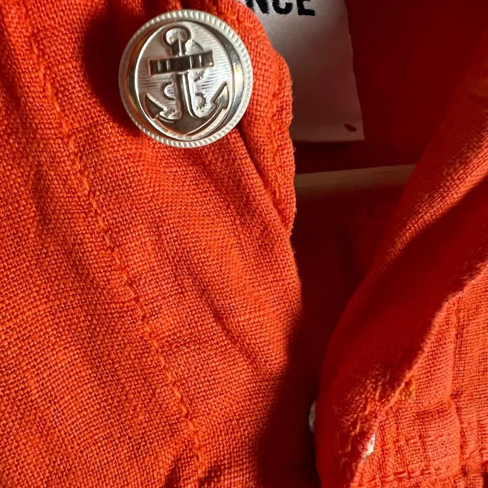 L’Agence Celine Orange Linen Button Front Utility Trucker Jacket Size XS - Image 13