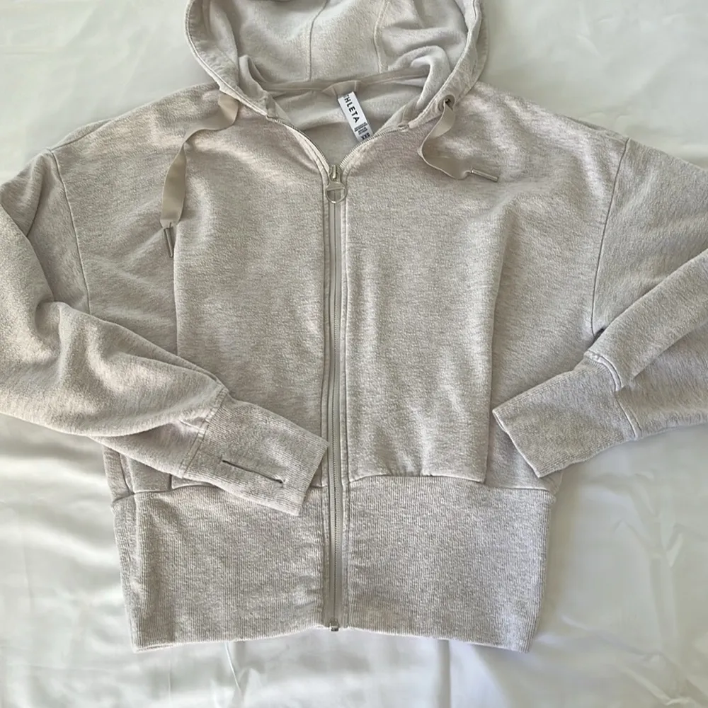 ATHLETA Balance Sweatshirt Toasted Brown Heather, Hoodie Zip Jacket Top - Image 8