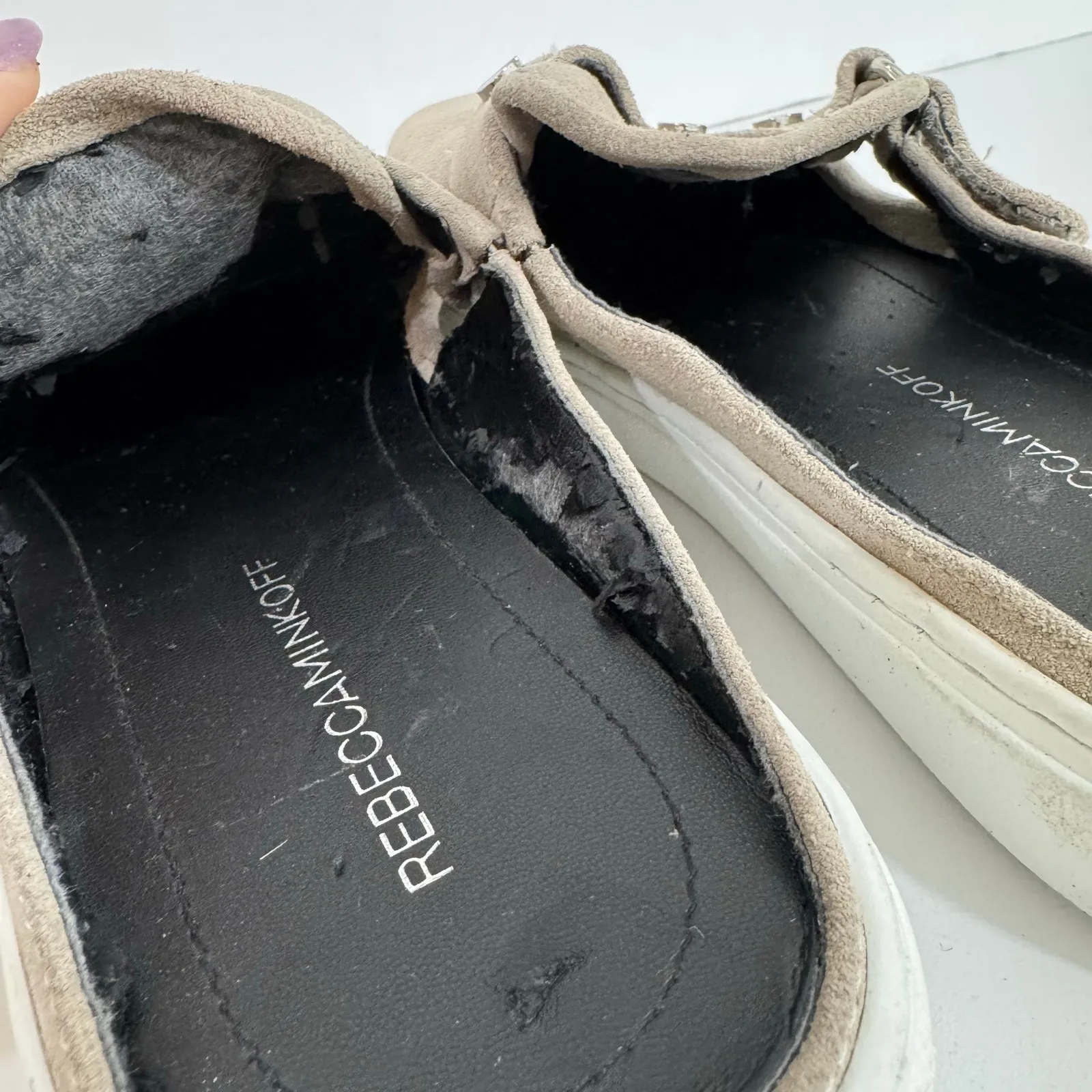 Rebecca Minkoff Sonia Women's Brown Taupe Slip-On Mules Flats Studded
 Size 9.5 - Image 6