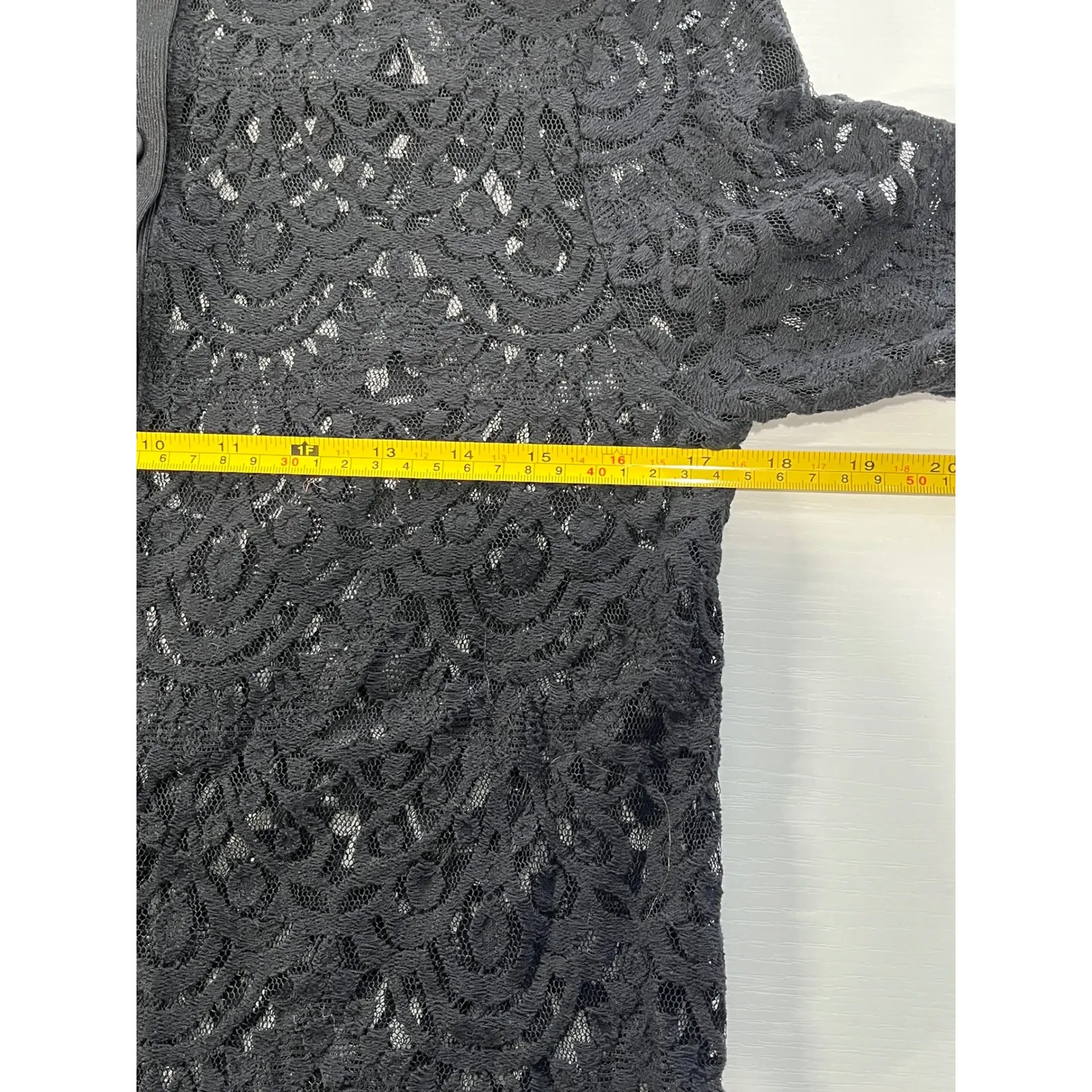 Black Lace Button Up Cardigan Long Sleeve Sheer Blouse Top Women - Image 4