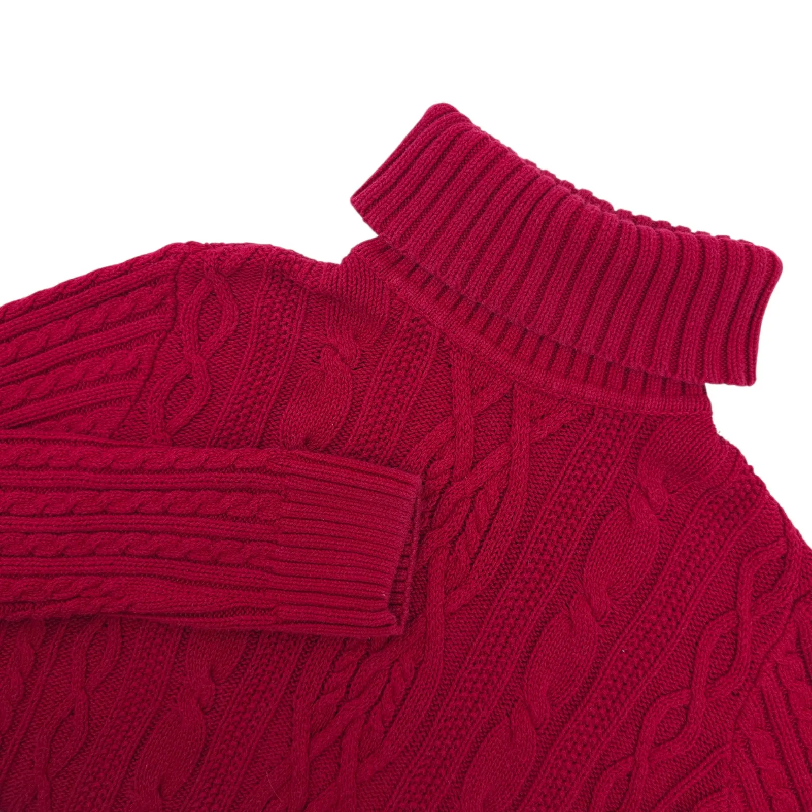 Croft & Barrow Cable Knit Turtleneck Sweater Women Small Red Cotton Winter Cozy - Image 2