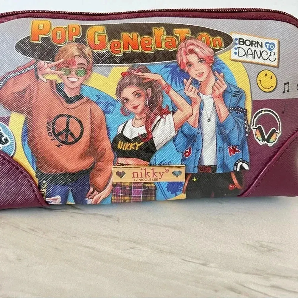 Nikky By Nicole Lee Large Oval Makeup Pouch Cosmetic Bag Pop Generation Gray - Image 3