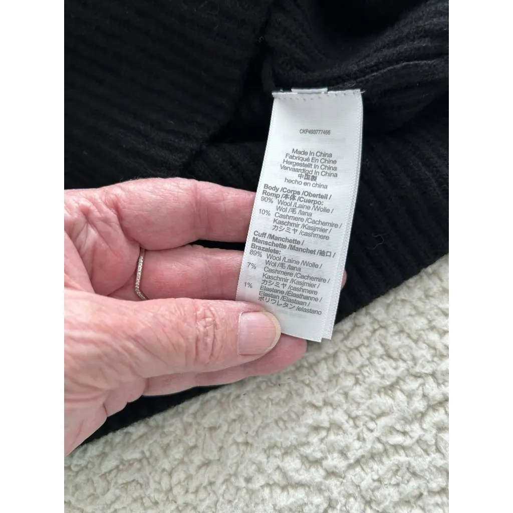 Madewell $128 Soft Wool Square-Neck Pullover Sweater Black Size XXS NT585 - Image 6