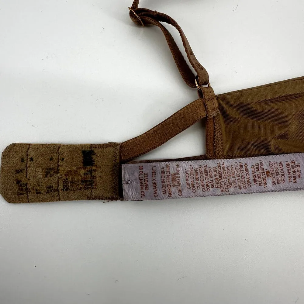Savage X Fenty T Shirt Bra Padded Underwired Lined Adjustable Plunge Tan 32C Size undefined - Image 2