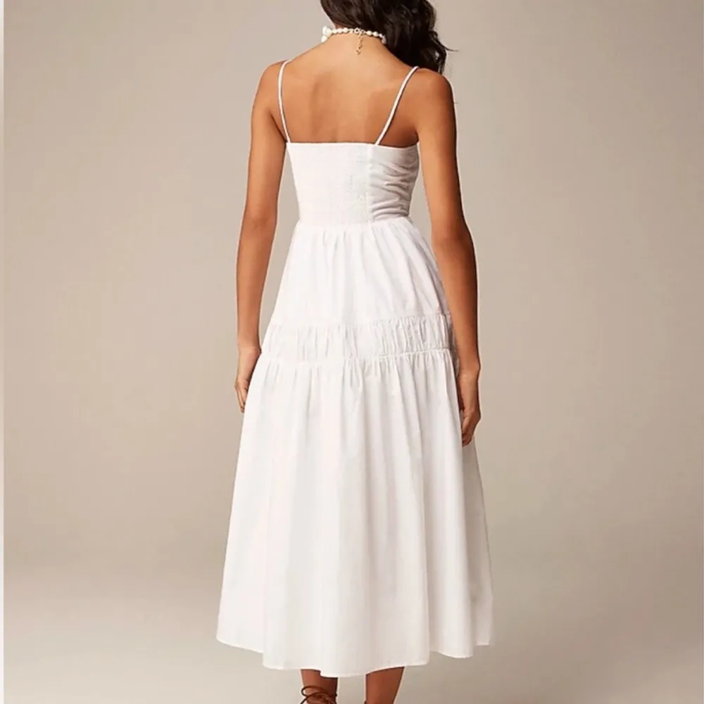 J. Crew A-line midi dress regenerative cotton poplin smocked white - Image 2