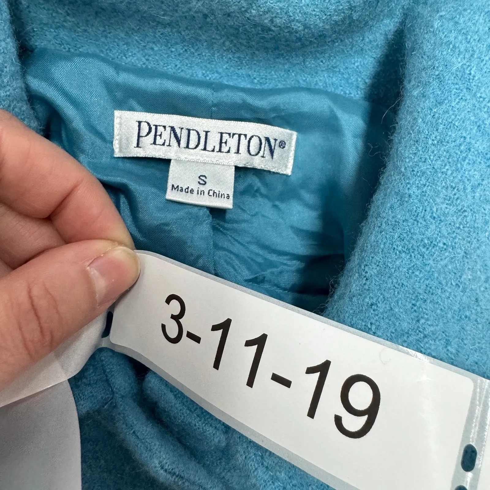 Pendleton Coat Womens Small Blue Vintage Button Up Merino Wool Pea Jacket - Image 3