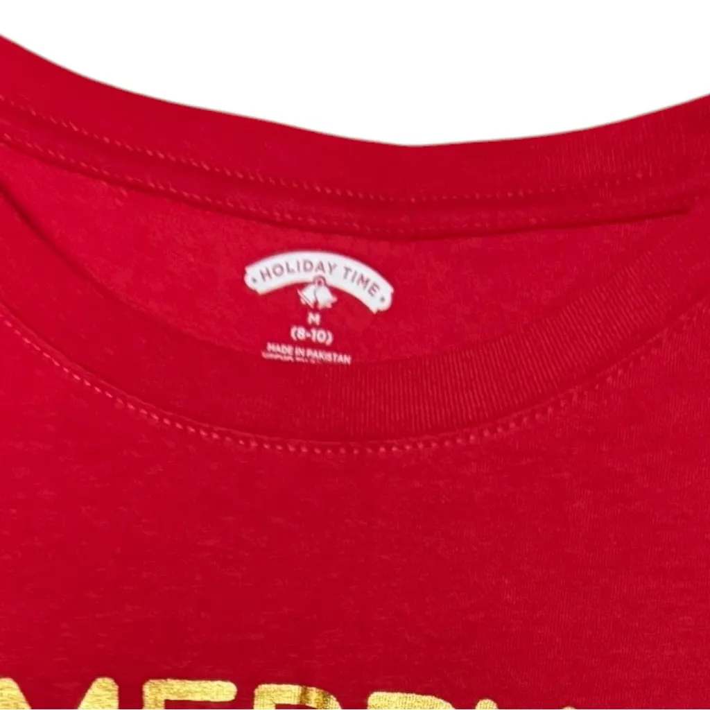 HOLIDAY TIME Women's Short Sleeve Red  Holiday Merry Christmas Sz M NWT - Image 5