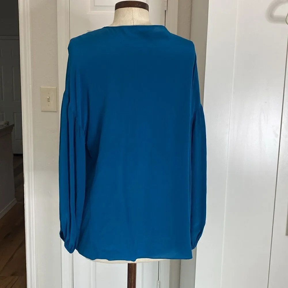 Sundance Silk ruffle front teal blouse Blue Size L - Image 6