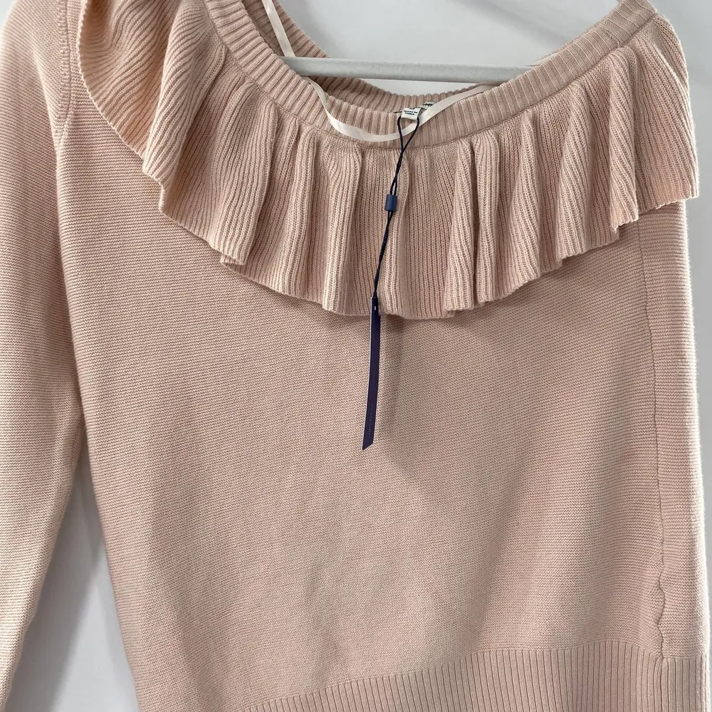 Rebecca Minkoff Stacey Ruffle Popover Knit One-shoulder Sweater Pale Pink Md - Image 8