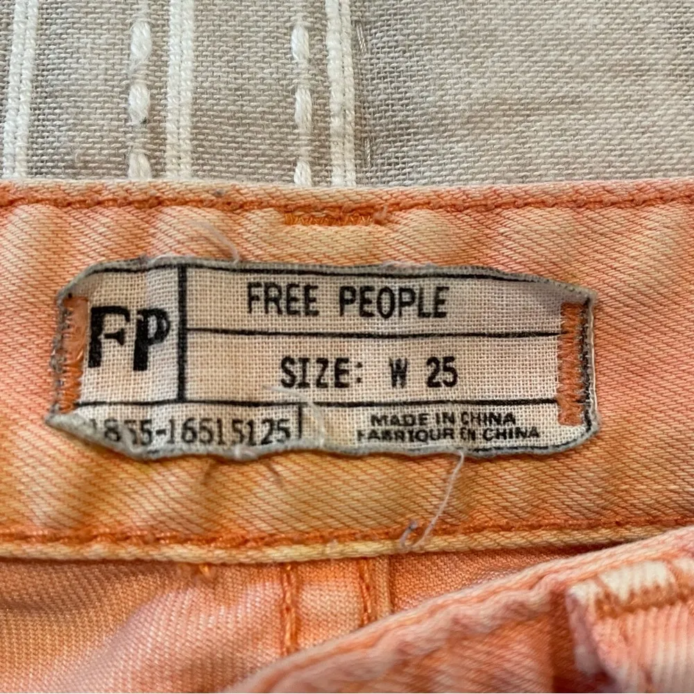 Free People Peachy Pink Orange Mid Rise Stretchy Zipper Ankle Skinny Jeans 25 - Image 7
