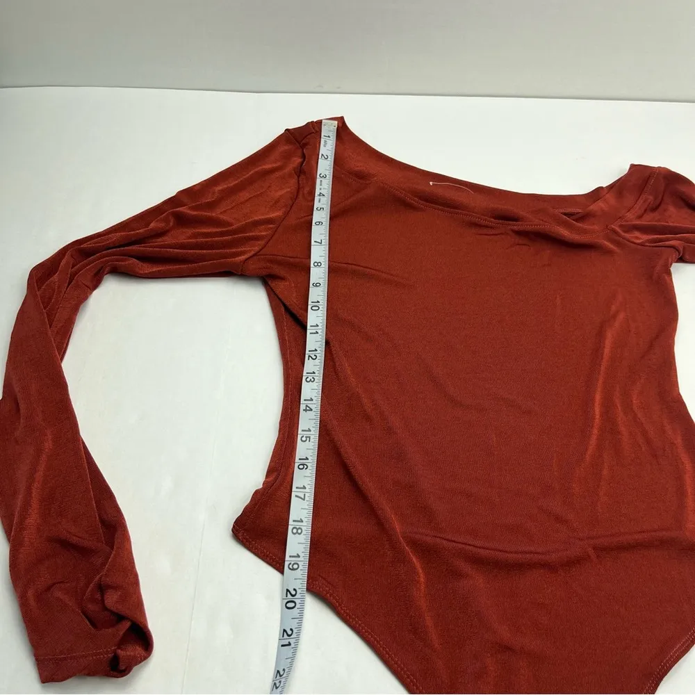 Intimately Free People That’s Hot Bodysuit Womens SZ Large Burnt Red Long Sleeve - Image 11