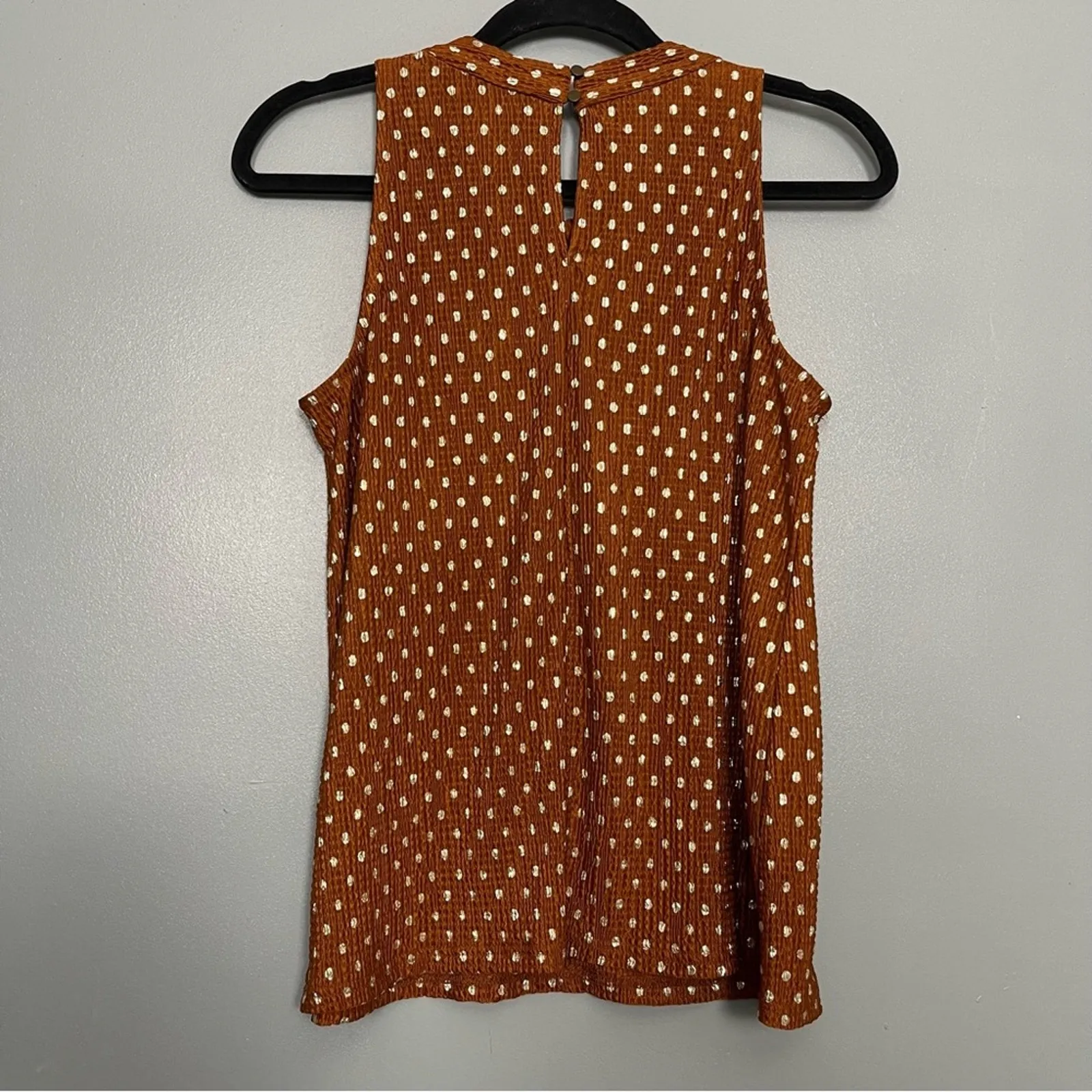 Anthropologie Lennox Sleeveless Tank Top Polka Dot Copper Gold Women’s Size XS - Image 4
