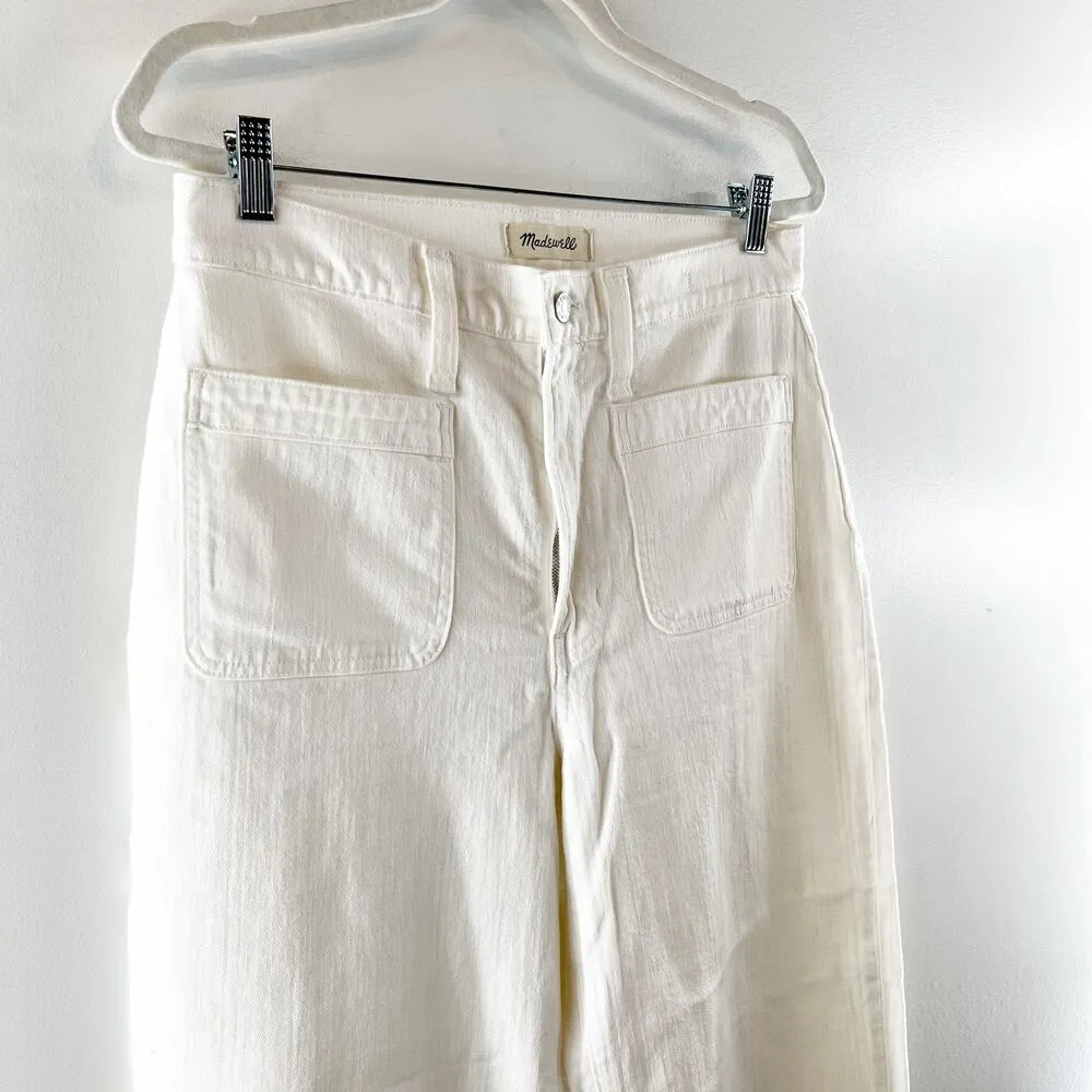 Madewell The Perfect Vintage Wide Leg Crop Jeans Patch Pocket Tile White 10 - Image 7