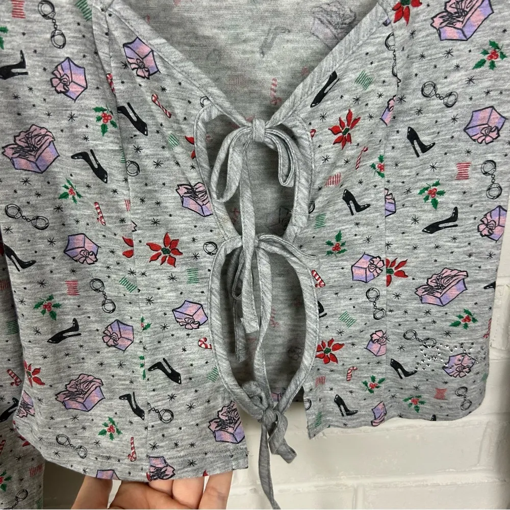 Savage X Fenty Tis The Savage Long Sleeve Sleep Shirt Size S Gray - Image 8