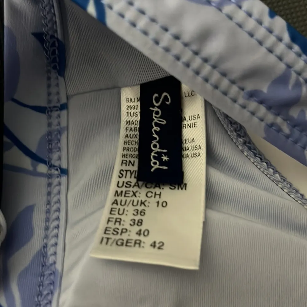 Splendid Swim Top Floral Flurry Bikini RSC Halter Bra Sz S NWT Blue Pink Pattern - Image 14