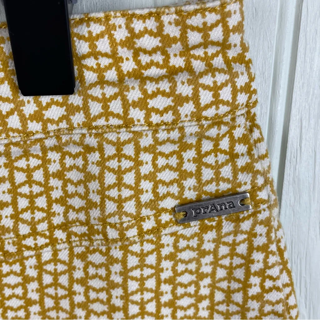Prana Kara Denim Skirt Yellow Printed Women's Size 8 Organic Cotton Outdoor - Image 9