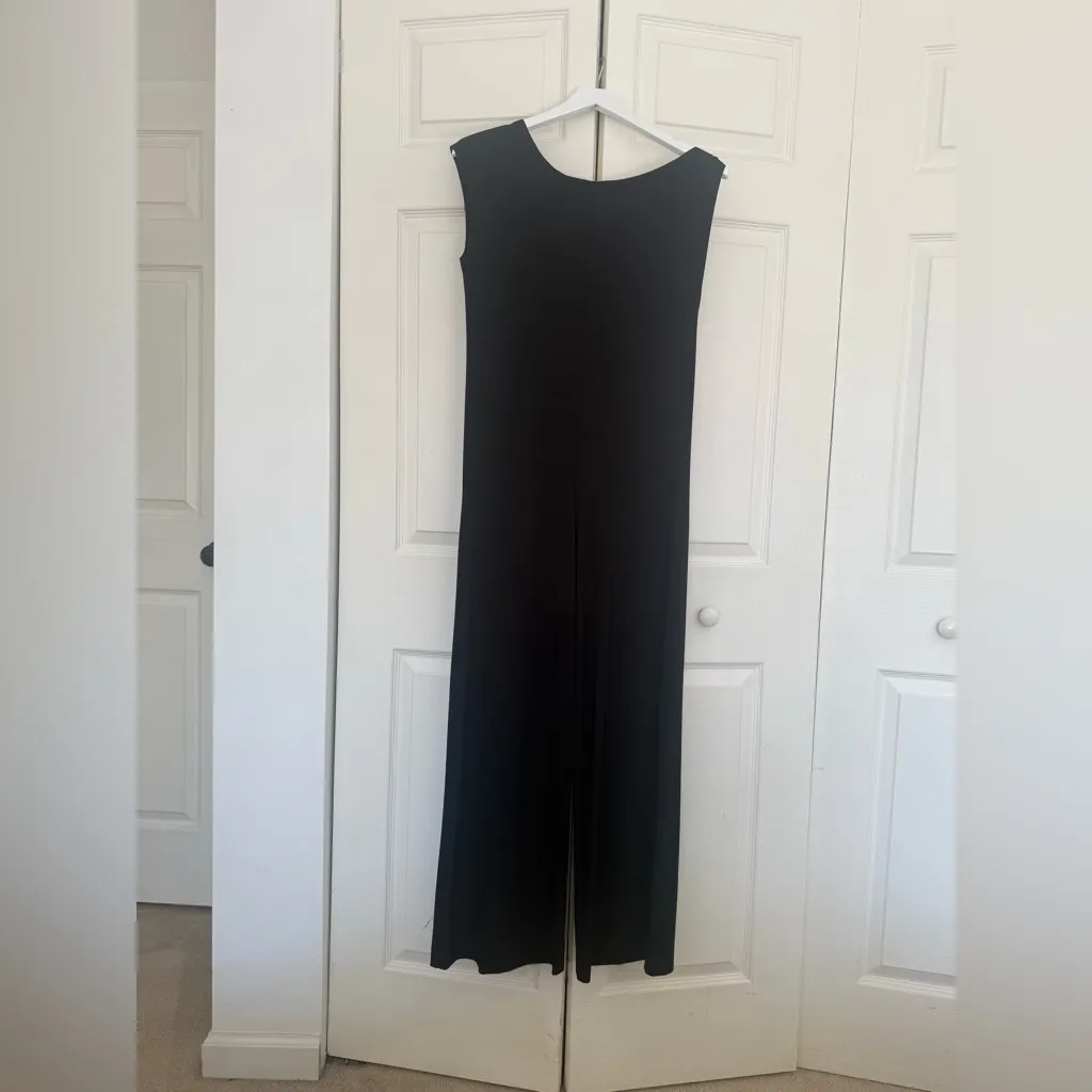 Norma Kamali Asymmetric Drop-Shoulder Wide-Leg Jumpsuit Black One Piece Size XS - Image 8