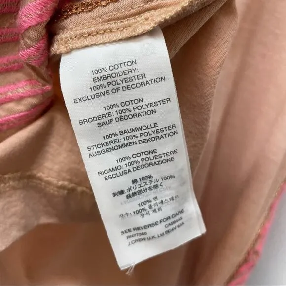 J. Crew‎ Embroidered Short Sleeve Top Size Small Pink - Image 8