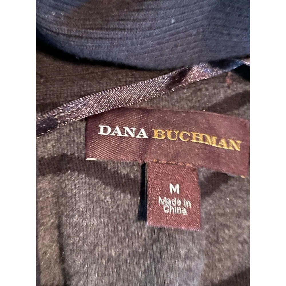 Dana Buchman Black & Gray Striped Knit Boxy Open Cardigan Medium - Image 3