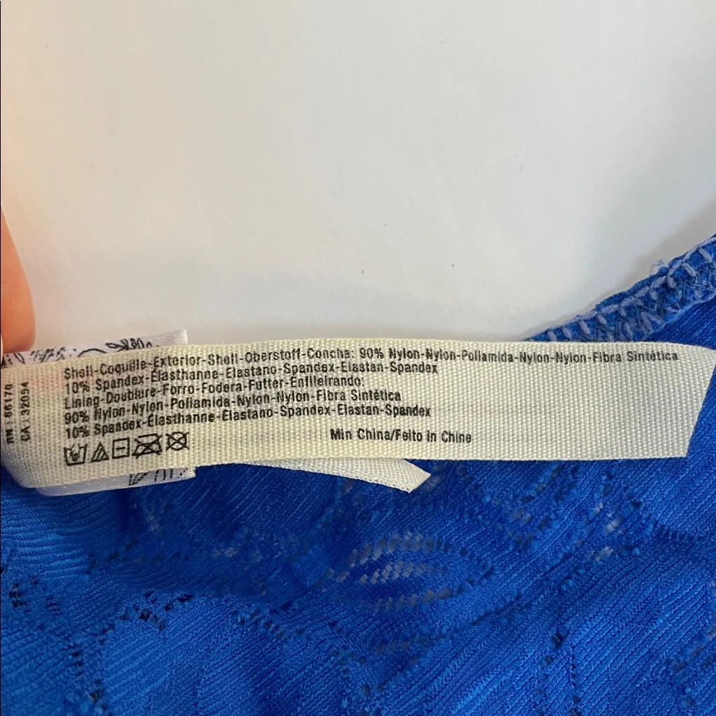 FREE PEOPLE Intimately Galloon Lace Racerback Bralette Royal Cobalt Blue Size L - Image 5