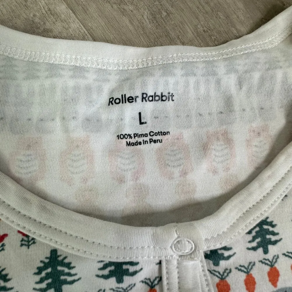 Roller Rabbit Bands Weave Pajama PJ Set in Woodland Animals Size Large - Image 3