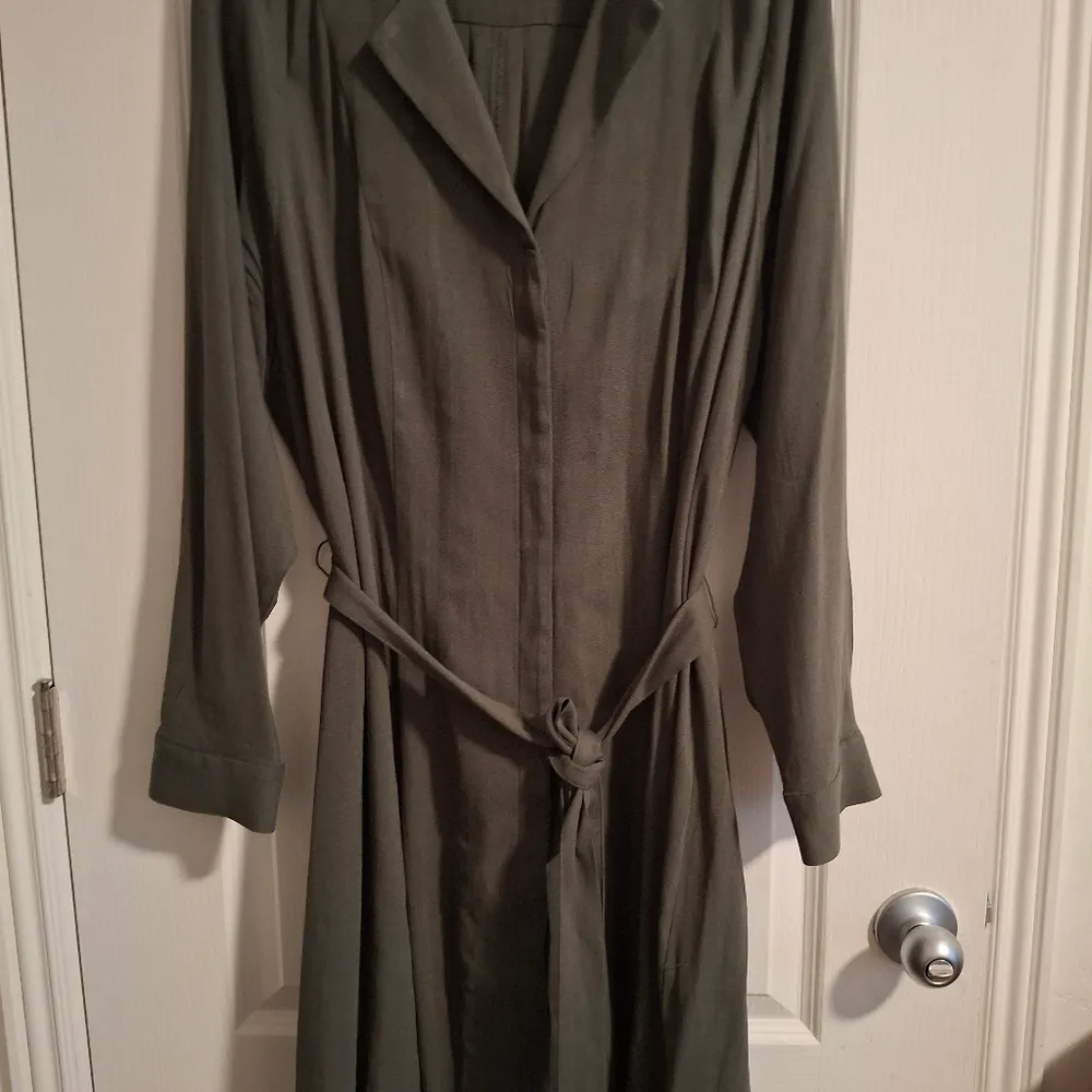 Torrid Sz 2 Olive Green Mini Waist-Tie Shirt Dress - Image 6