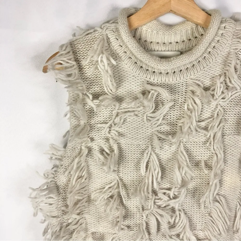 3.1 Phillip Lim Cream Fringe Knit Sweater Vest XS - Image 5