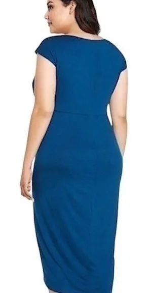 Torrid Shirred Tulip Faux Wrap Stretch Knit Midi Dress Womens Size 1 NWT - Image 2