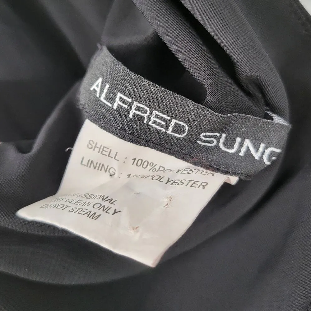 Alfred Sung Maxi Dress Womens 8 Black Ballet Top Taffeta Skirt V-Neck 3/4 Sleeve - Image 2