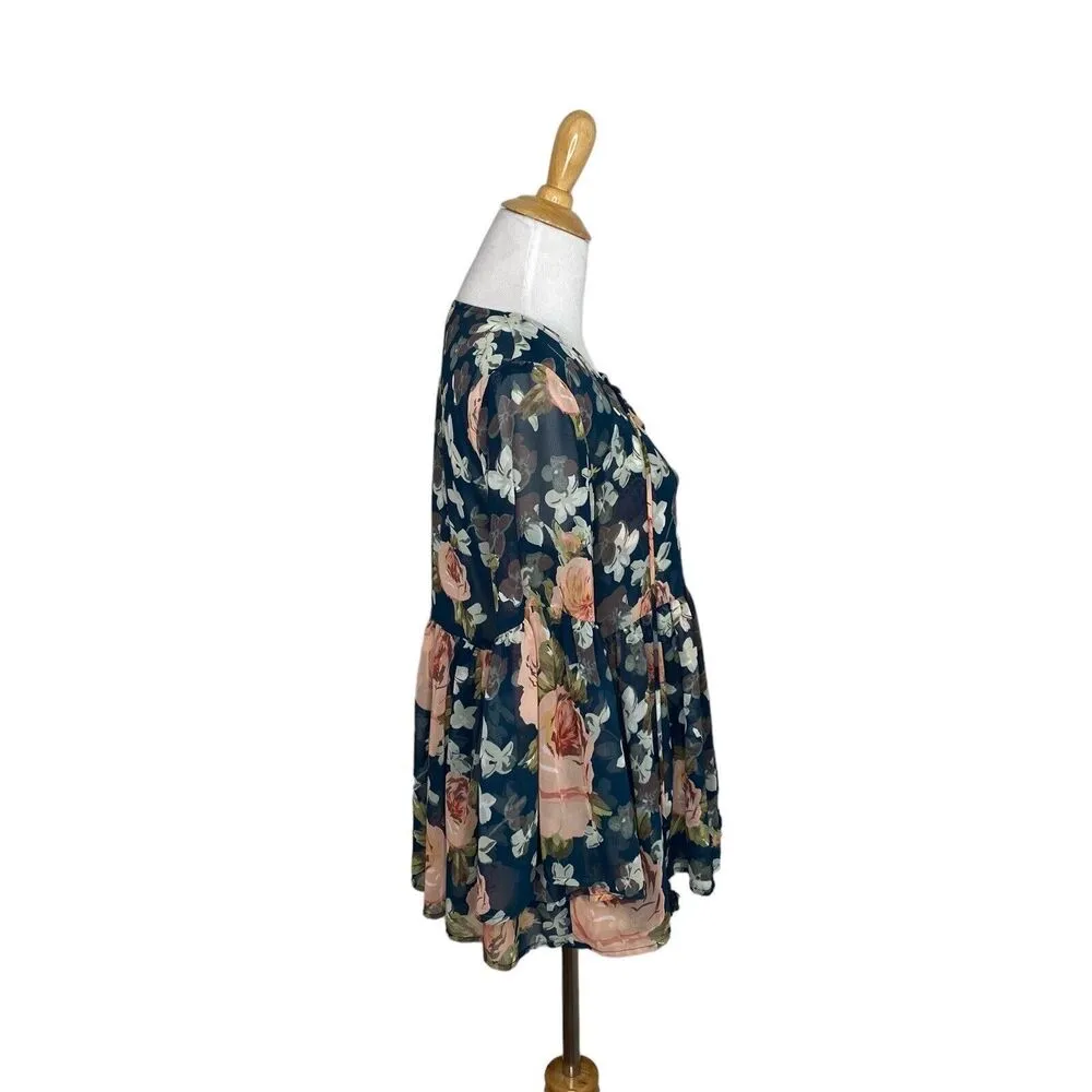Show Me Your Mumu Poet Tie Top in Fall In Love Floral Print Blouse Size S Small - Image 5