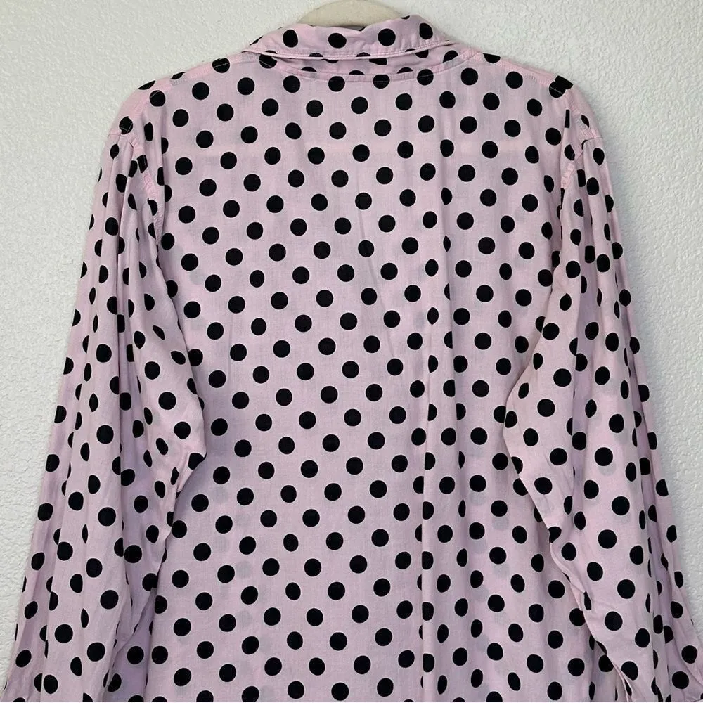 Victoria’s Secret Pink Black Polka Dot Button Down Pajama Top - Image 3