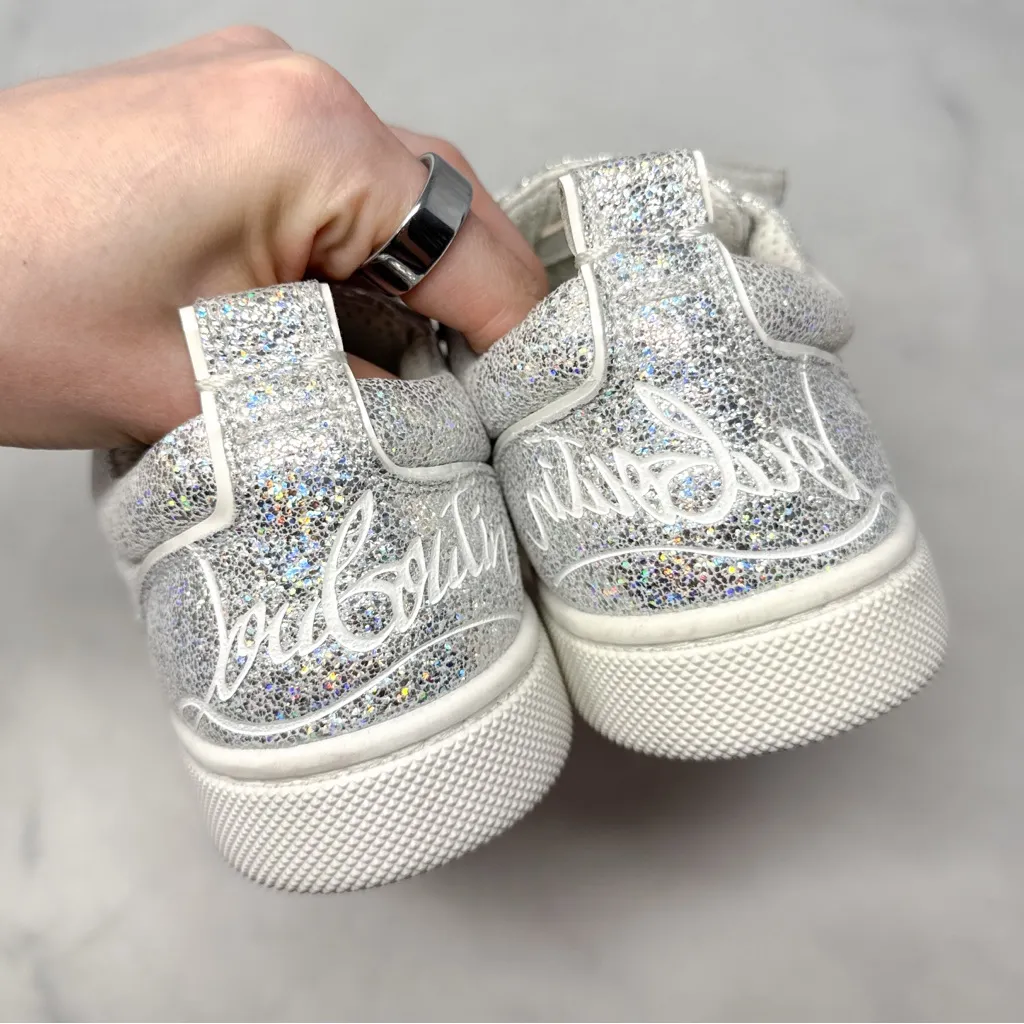 Christian Louboutin Funnyto Iridescent Glitter Leather Platform Sneaker Shoes 35 - Image 5