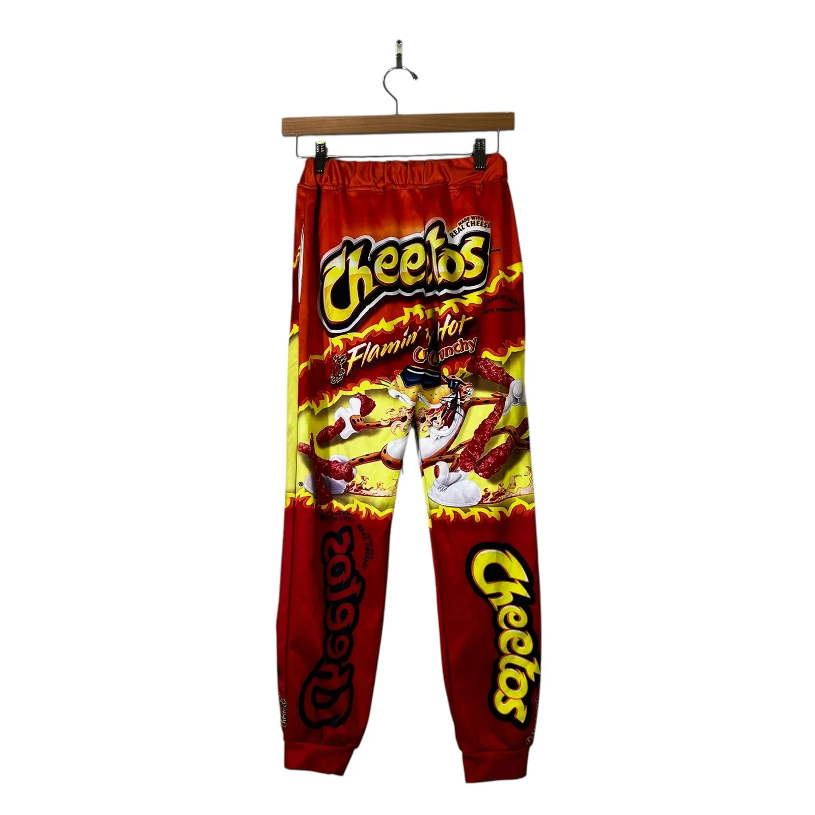 Cheetos Flamin' Hot Graphic Print Jogger Pants Unisex XS Red Retro Streetwear - Image 5