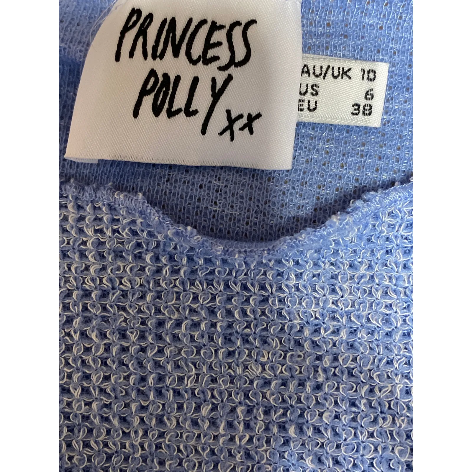 Princess Polly Women's Blue Knit Long Sleeve Round Cropped Sweater Top Size 6 - Image 3