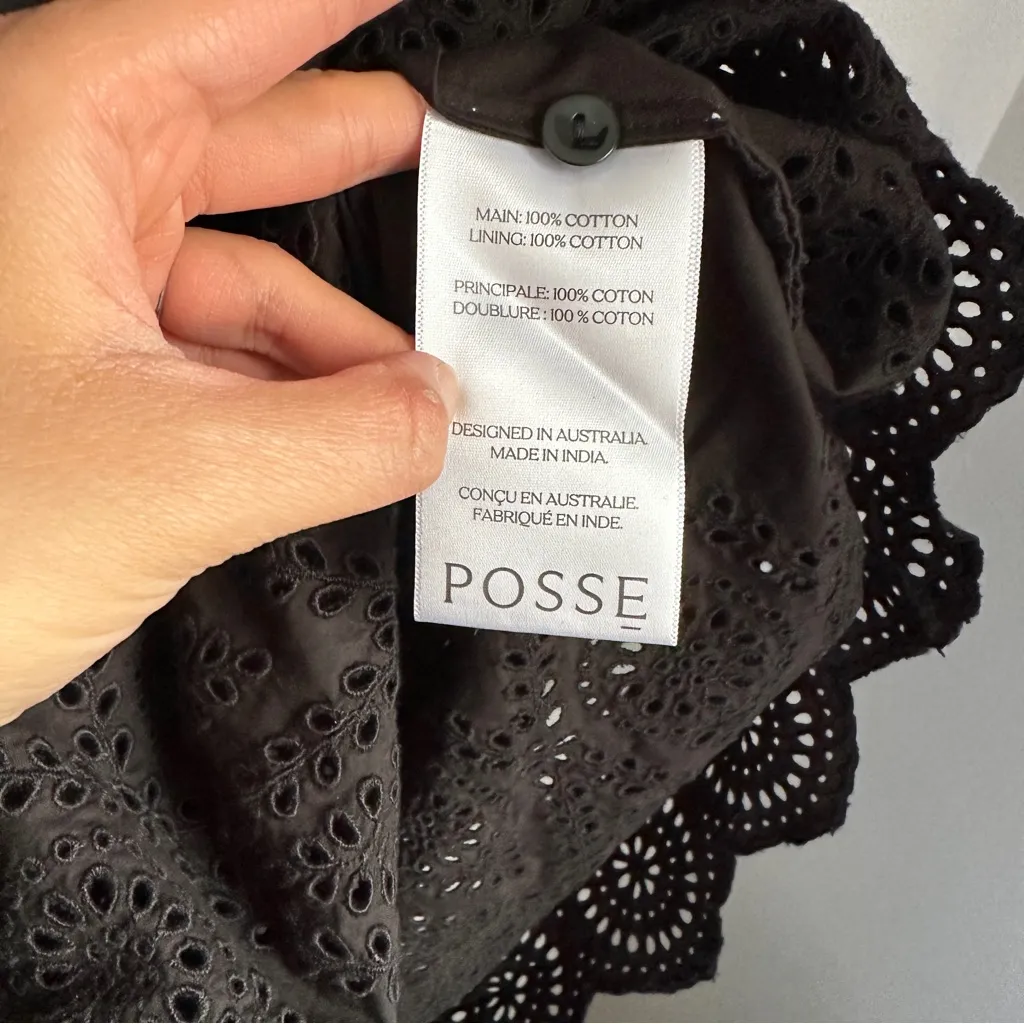 POSSE Louisa Broderie Anglaise Maxi Dress Black Size XXS - Image 9