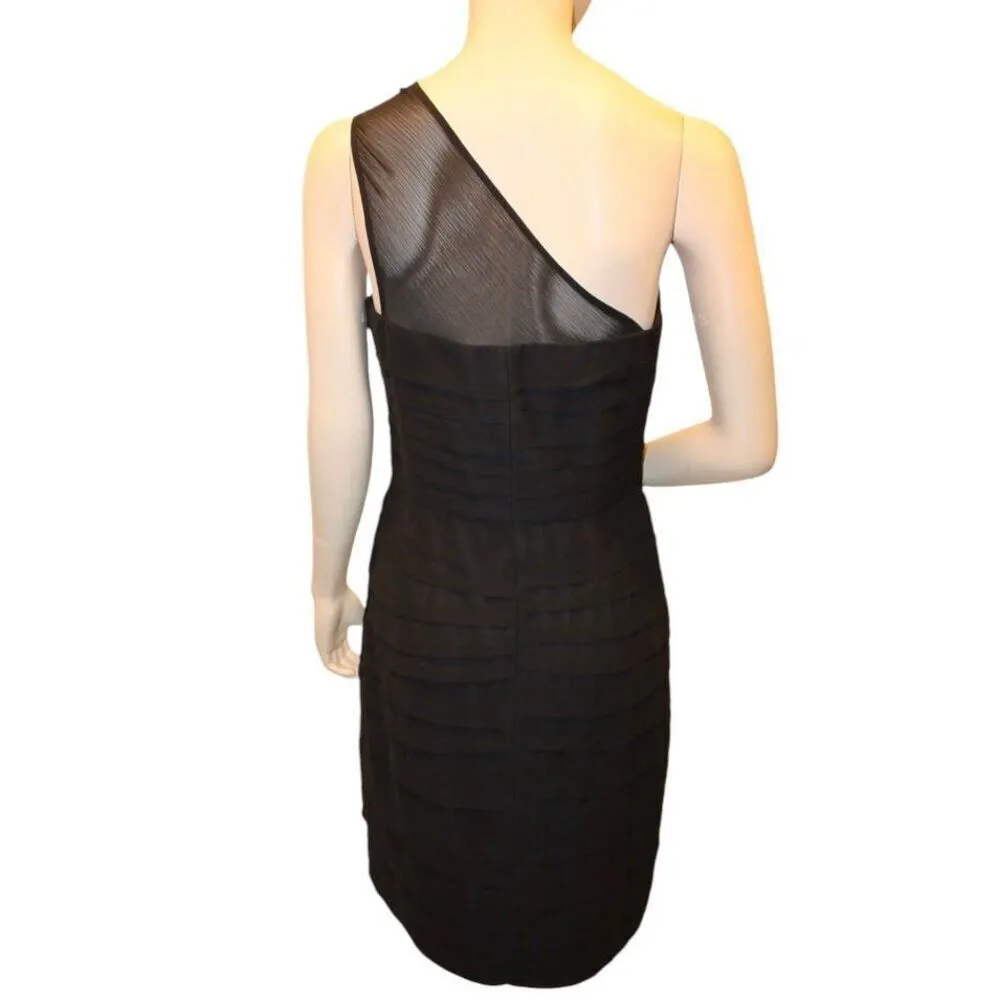 ✨Max and Cleo One Shoulder Rosette Ruffle Cocktail Sz 10 Black Dress✨ - Image 7