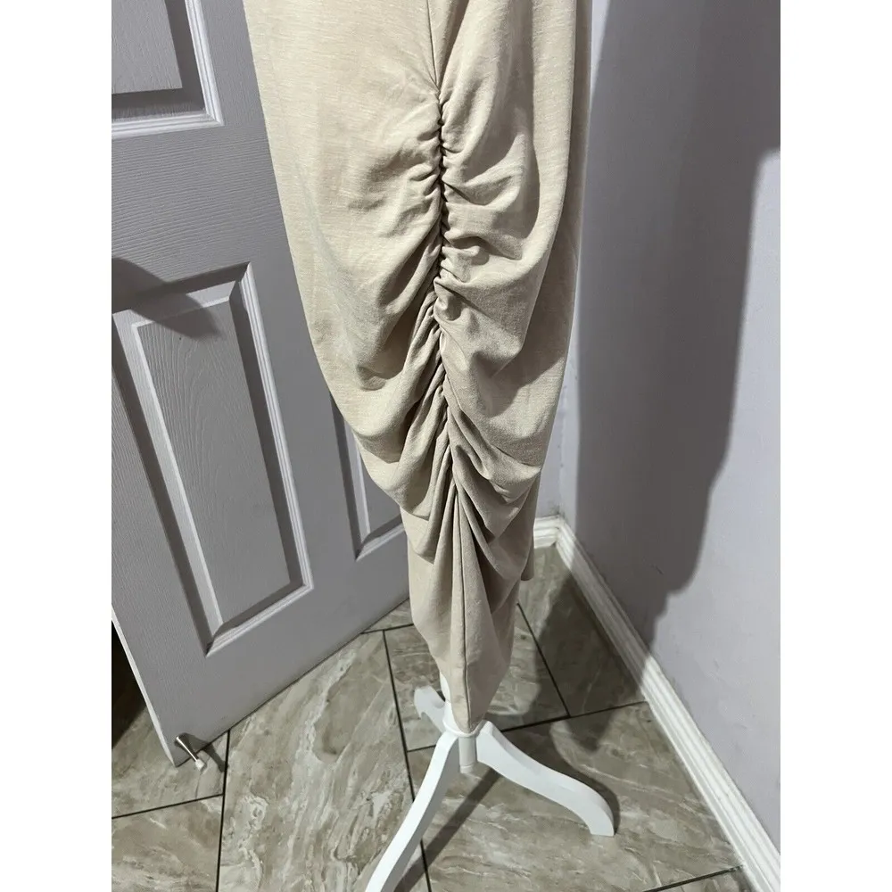 Treasure & Bond Tan Short Sleeve T-Shirt Cinched Maxi Dress Size XL - Image 3