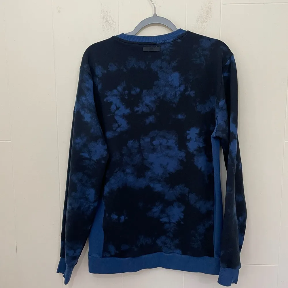 Fabletics Crewneck Tie Dye Sweatshirt Black Blue Activewear Athleisure ~ Size L - Image 2