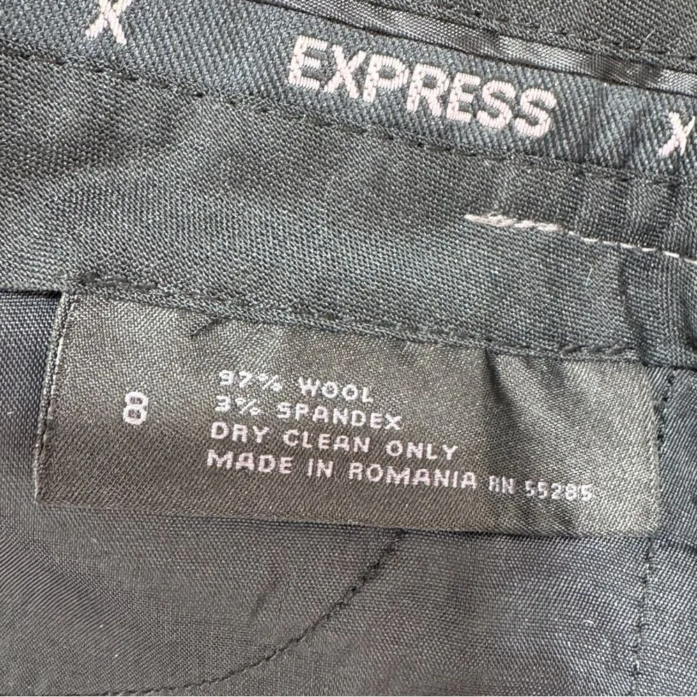 Express Editor Glen Check Plaid Straight Leg Cuffed Crop Dress Pants Grey Pink 8 - Image 9