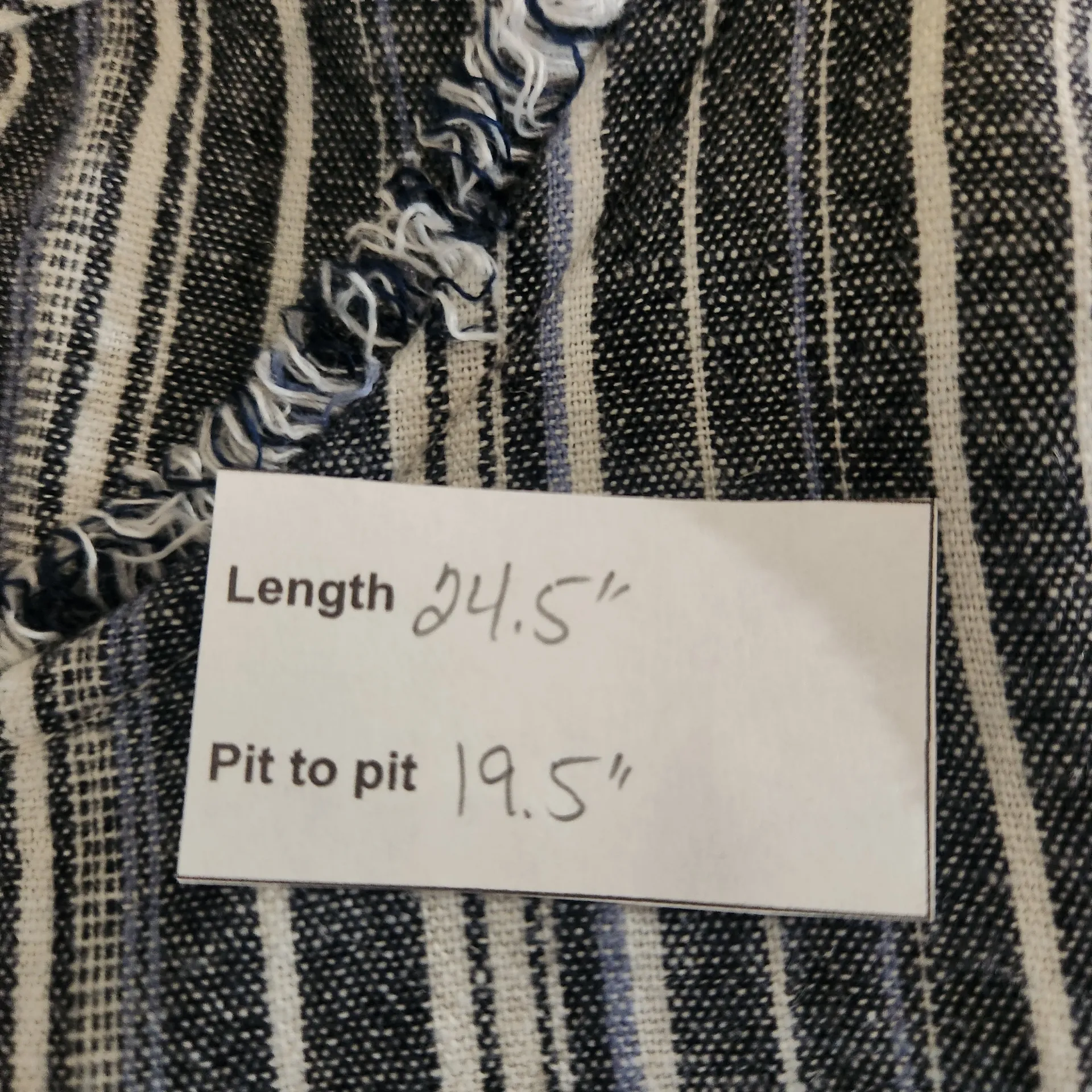 Caslon Navy and White Striped Tank Top Size Medium Linen Blend Tank - Image 7