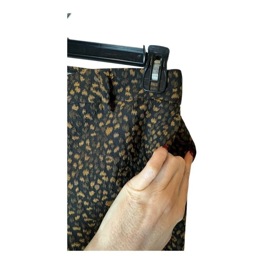 Allen Schwartz‎ Pants Women 0 Black Brown Animal Print Split Hem Flare Trousers - Image 5