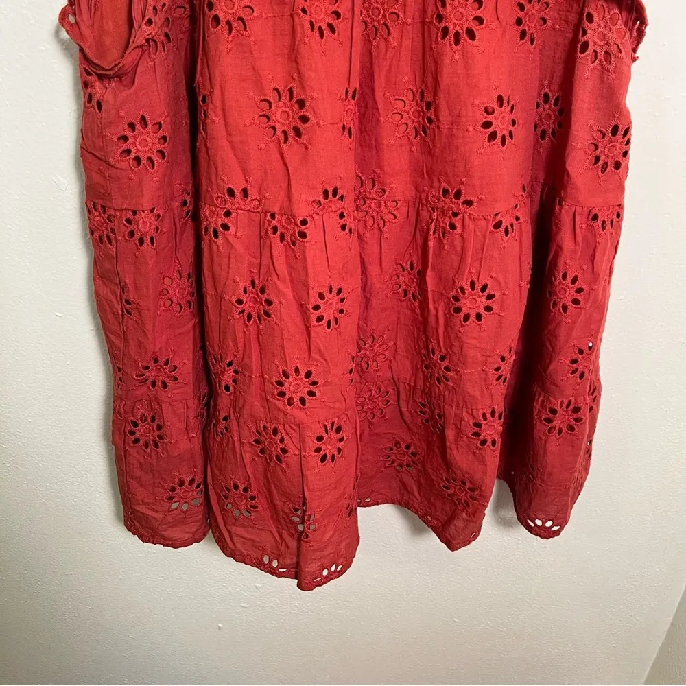 Entro Eyelet Lace Blouse Burnt Orange L - Image 3
