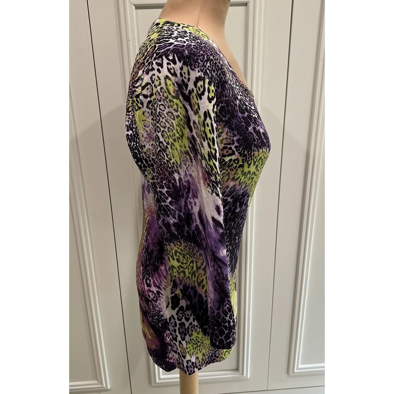 Vintage‎ Alberto Makali Animal Print Top Multi Color Y2K 90s Artsy - Image 3