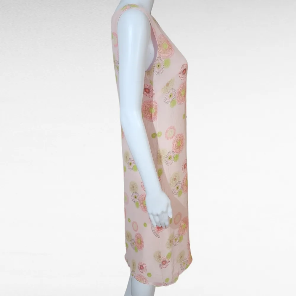 Coldwater Creek Pastel Pink Geo Gauze Sleeveless Silk Dress Size 8 - Image 3