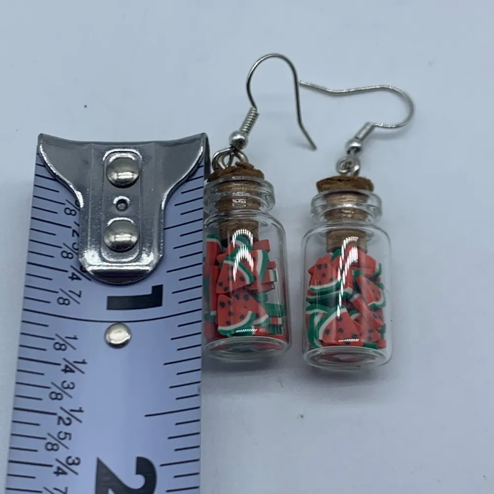 NEW Watermelon slices in mason jar fashion earring - Image 4