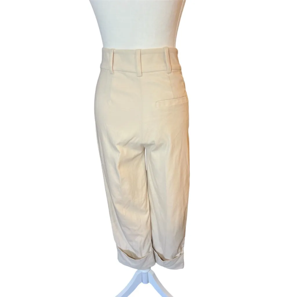 & Other Stories Khaki Cream Pressed Front Pleated Slacks Dress Pants Size 4 - Image 4