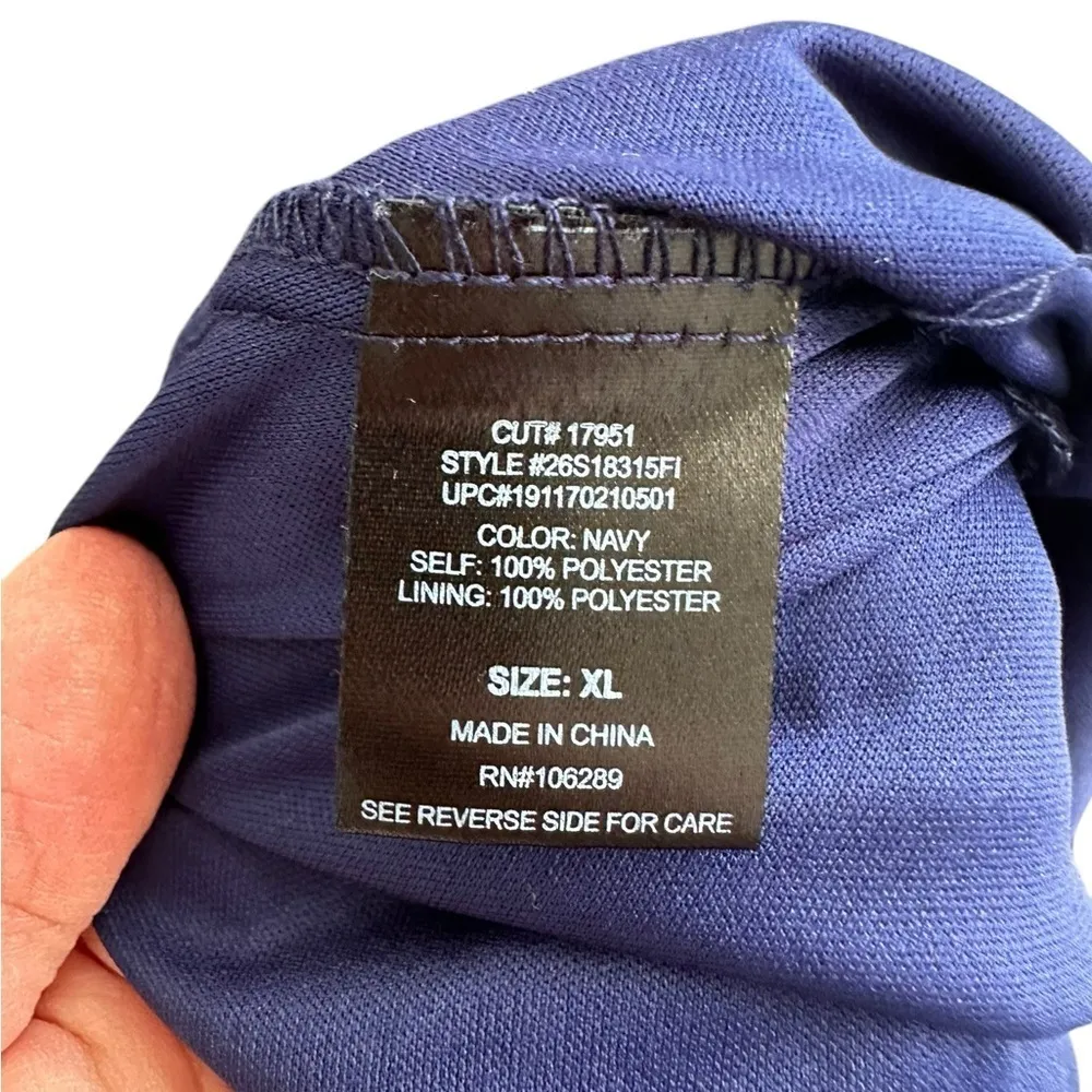 Elegant‎ Navy Blue Long Sleeve Wrap Style Polyester Dress Size XL - Image 2