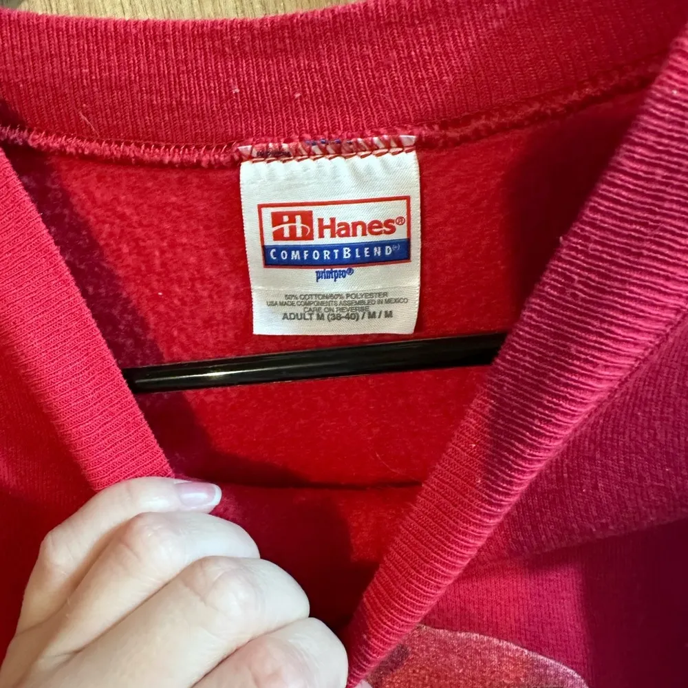 Naughty But Cute Christmas Teddy Bear Holiday Crewneck Sweater Size Medium Red - Image 3