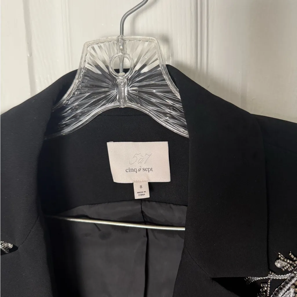 Cinq a Sept Metal Paisley Karlie Blazer in Black 8 - Image 9